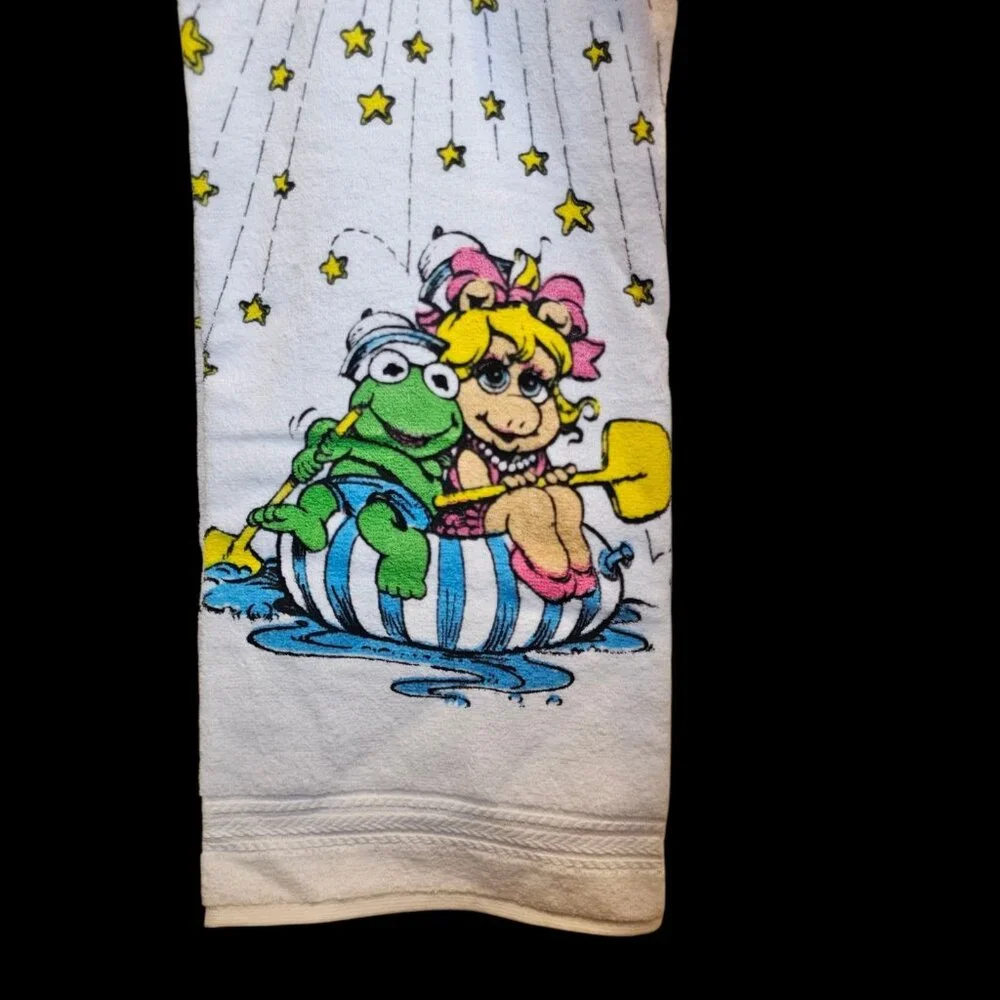 VTG Muppet Babies Kermit Miss Piggy Kids Bath Towel Set‎ Wash Cloth NEW USA Made